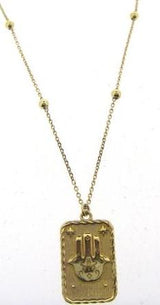 9ct Yellow Gold Hand of Fatima Tarot Card Necklace