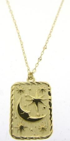 9ct Yellow Gold Moon & Star Tarot Card Necklace