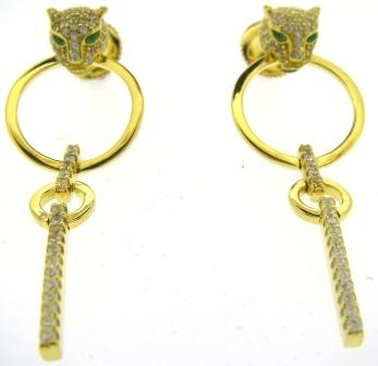 CARAT* London Yellow Gold Plated Sterling Silver Maumau Drop Earrings with Cubic Zirconia