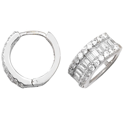9ct White Gold Cubic Zirconia Hoop Earrings