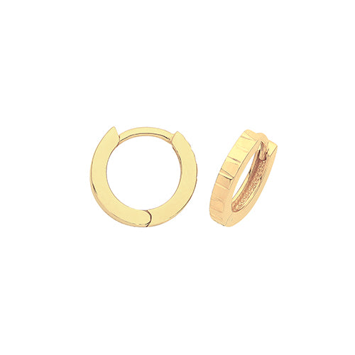9ct Yellow Gold Diamond Cut Hoop Earrings