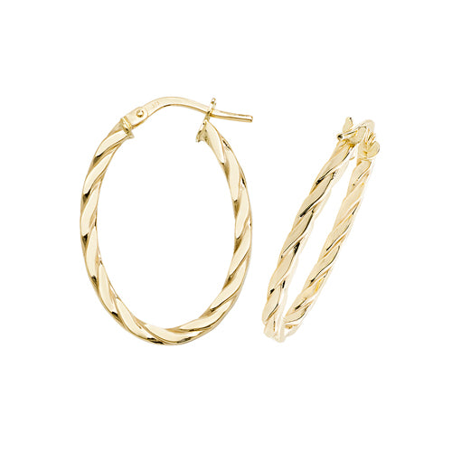 9ct Yellow Gold Twist Huggie Earrings with Baguette CZ