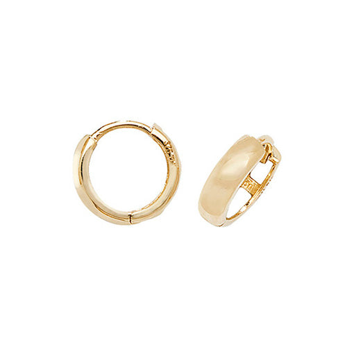 Elegant 9ct Yellow Gold Open Wavy CZ Huggie Earrings