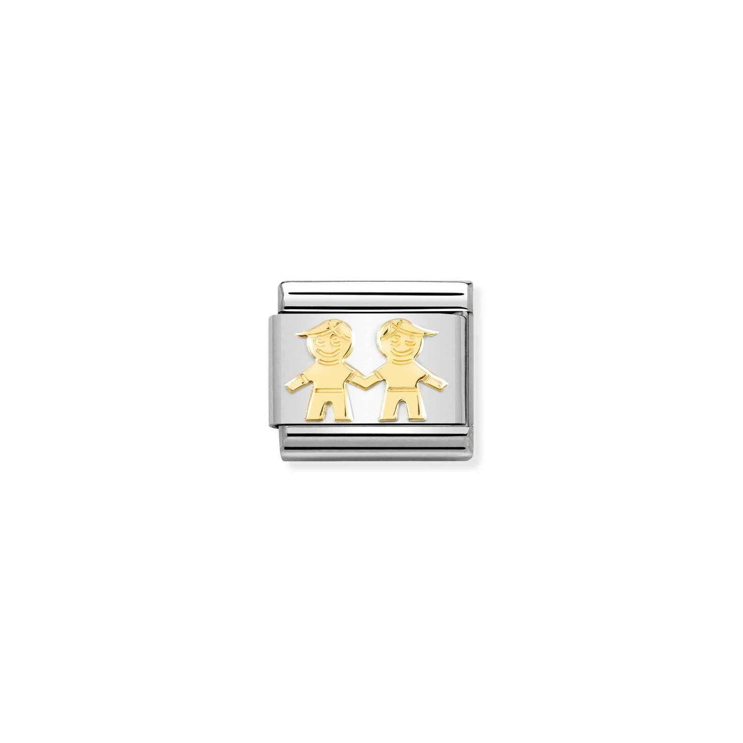 Nomination Composable Classic 'Brothers' Stainless Steel & Yellow Gold Link