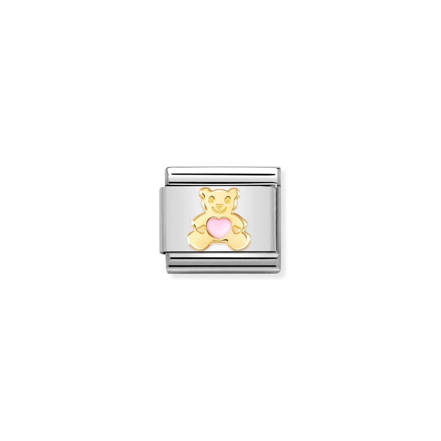Nomination Composable Classic Symbols Pink Bear Charm in Stainless Steel & Yellow Gold