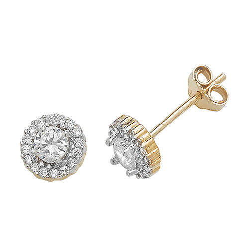 9ct Yellow Gold CZ Trilliant Stud Earrings