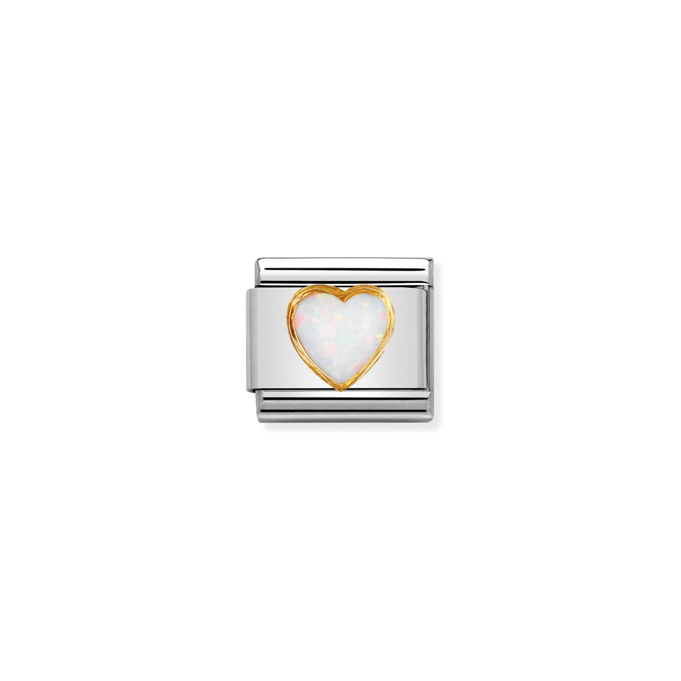 Nomination Composable Classic Heart Stone White Opal Charm