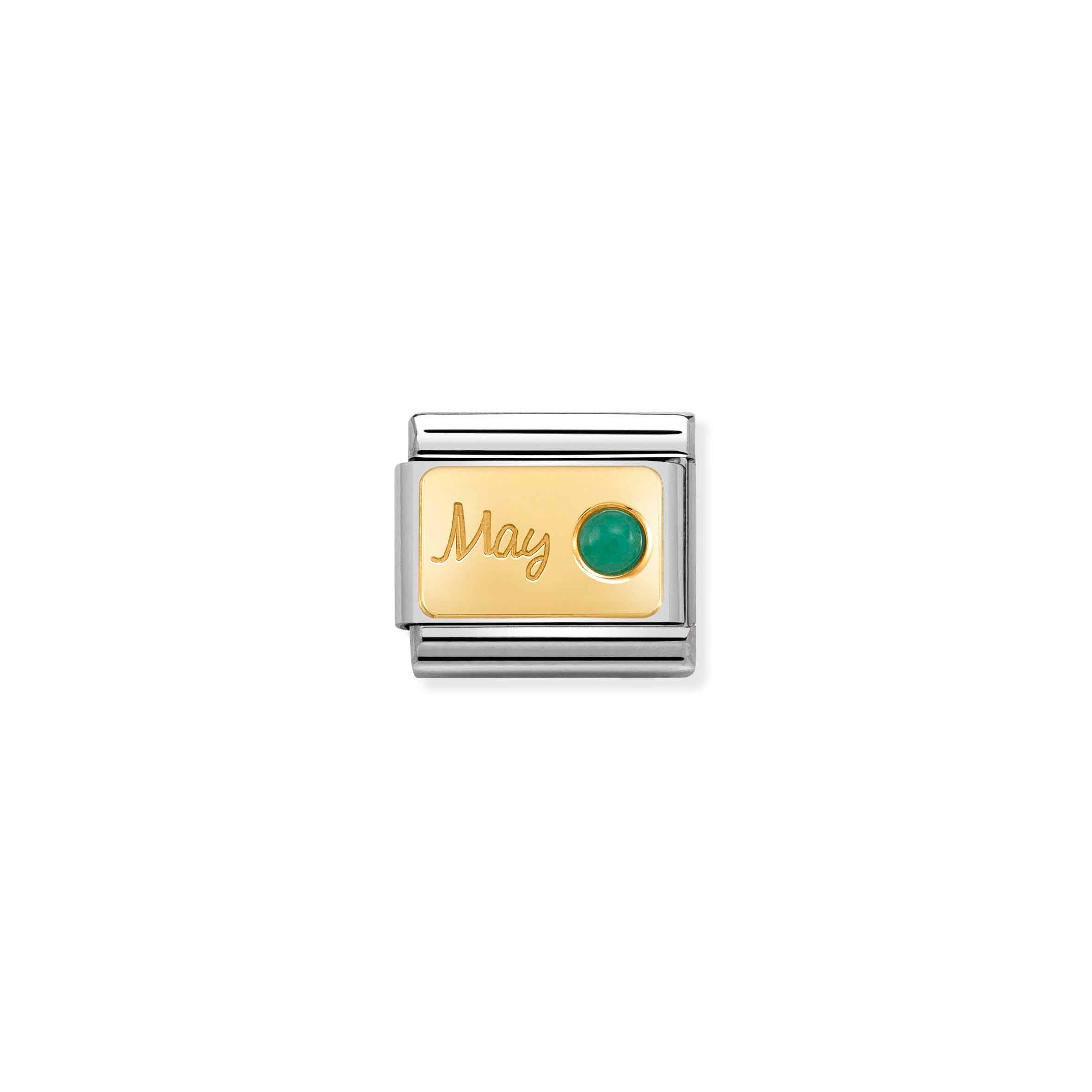 Nomination Composable Classic May Emerald Birthstone Charm - Stainless Steel & Yellow Gold