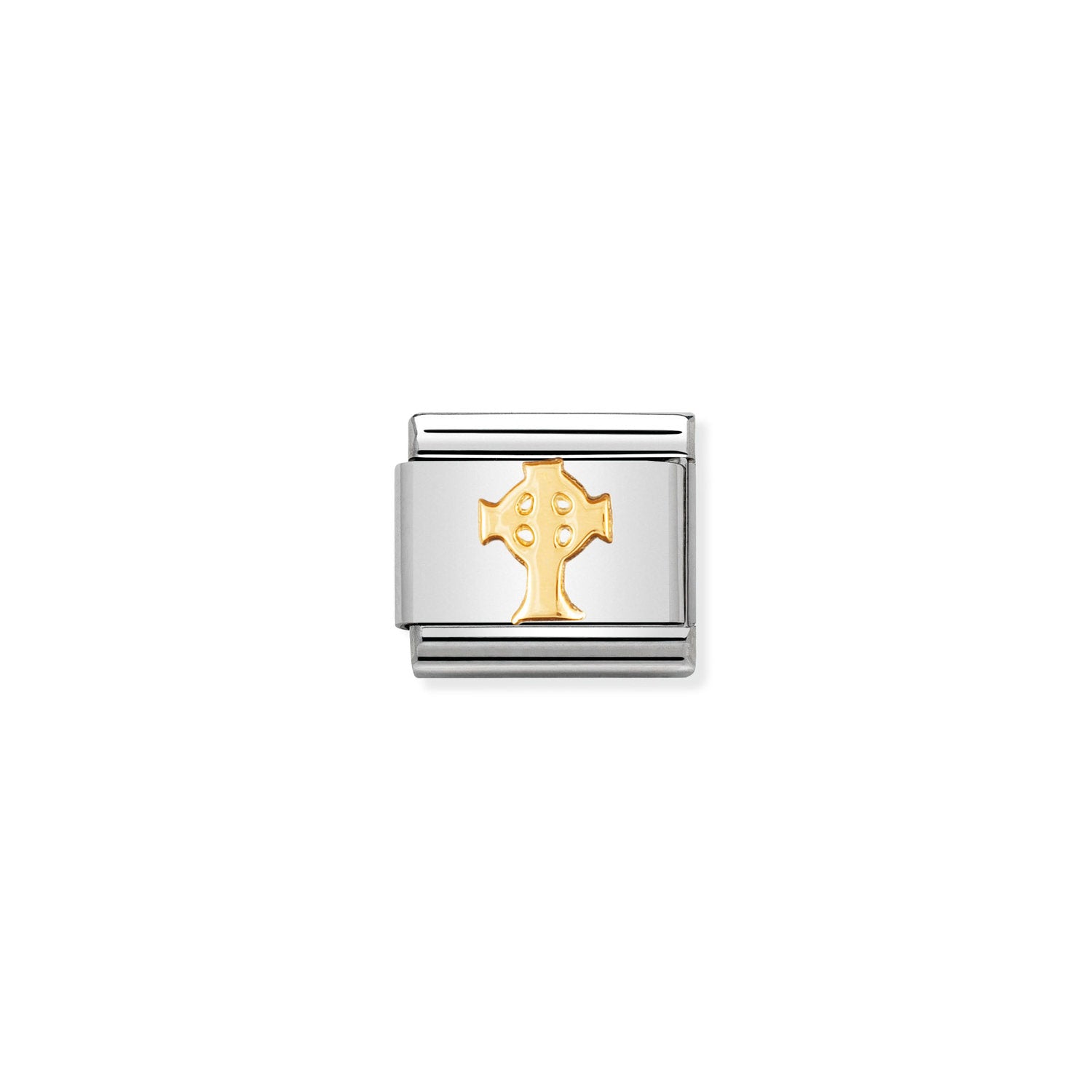 Nomination Composable Classic Celtic Cross Link in Stainless Steel and Yellow Gold