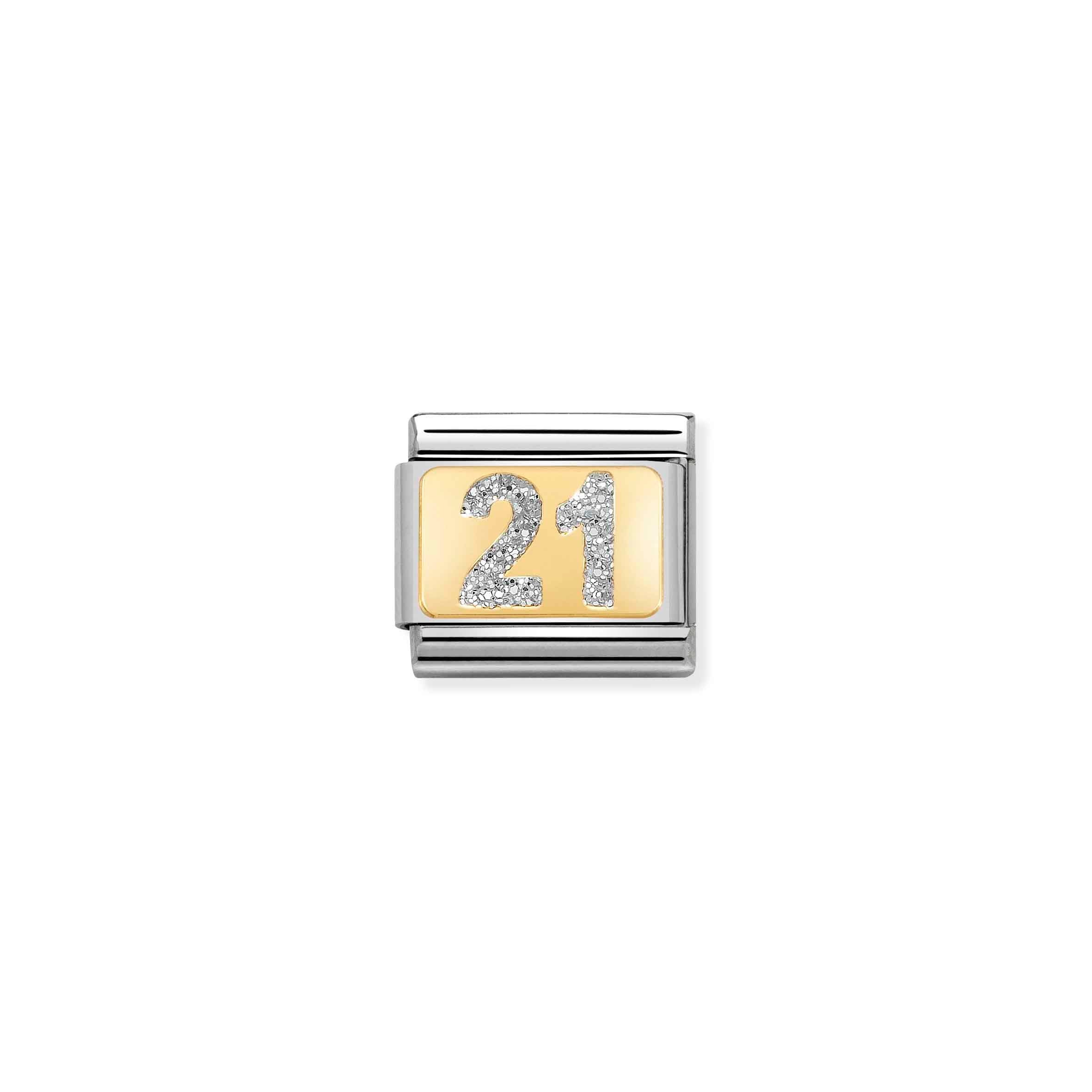 Nomination Composable Classic Yellow Gold & Glitter Number 21 Charm