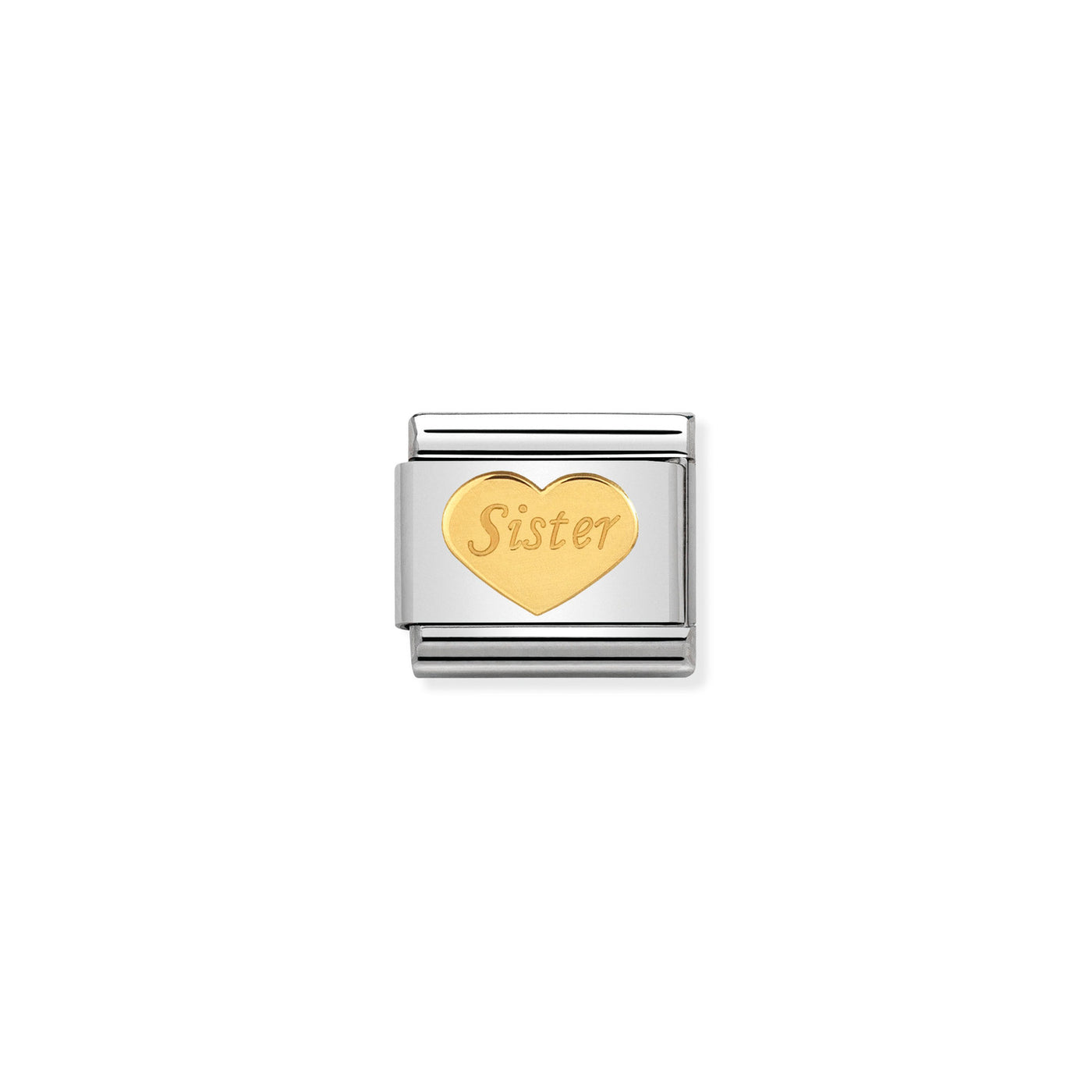 Nomination Composable Classic Sister Heart Charm - Stainless Steel & Yellow Gold