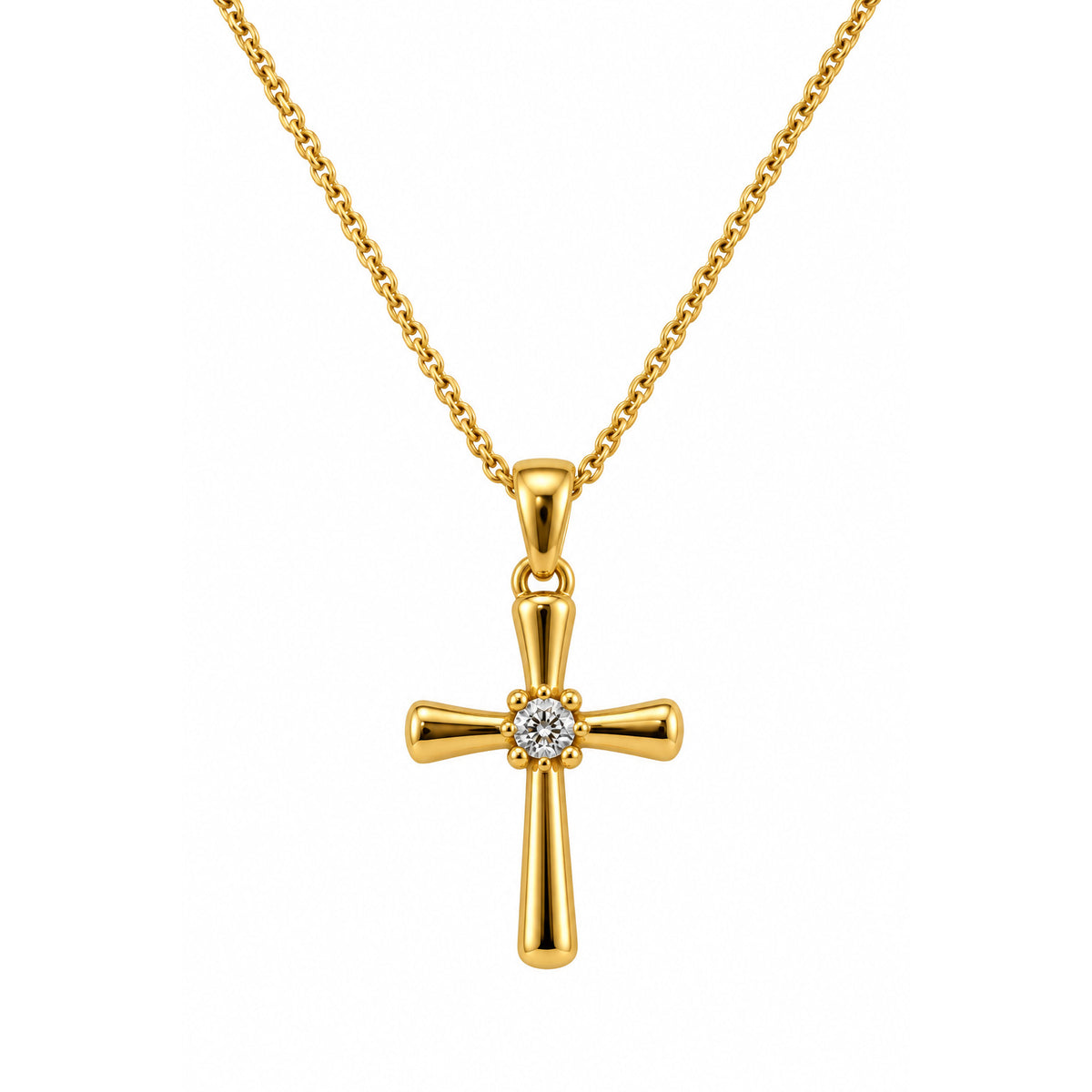 9ct Yellow Gold Diamond Cross Pendant T0.11ct
