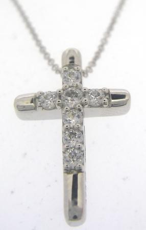 9ct White Gold Cubic Zirconia Cross Pendant
