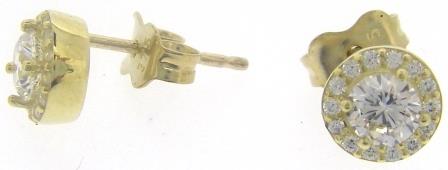 9ct Yellow Gold Cubic Zirconia Halo Earrings