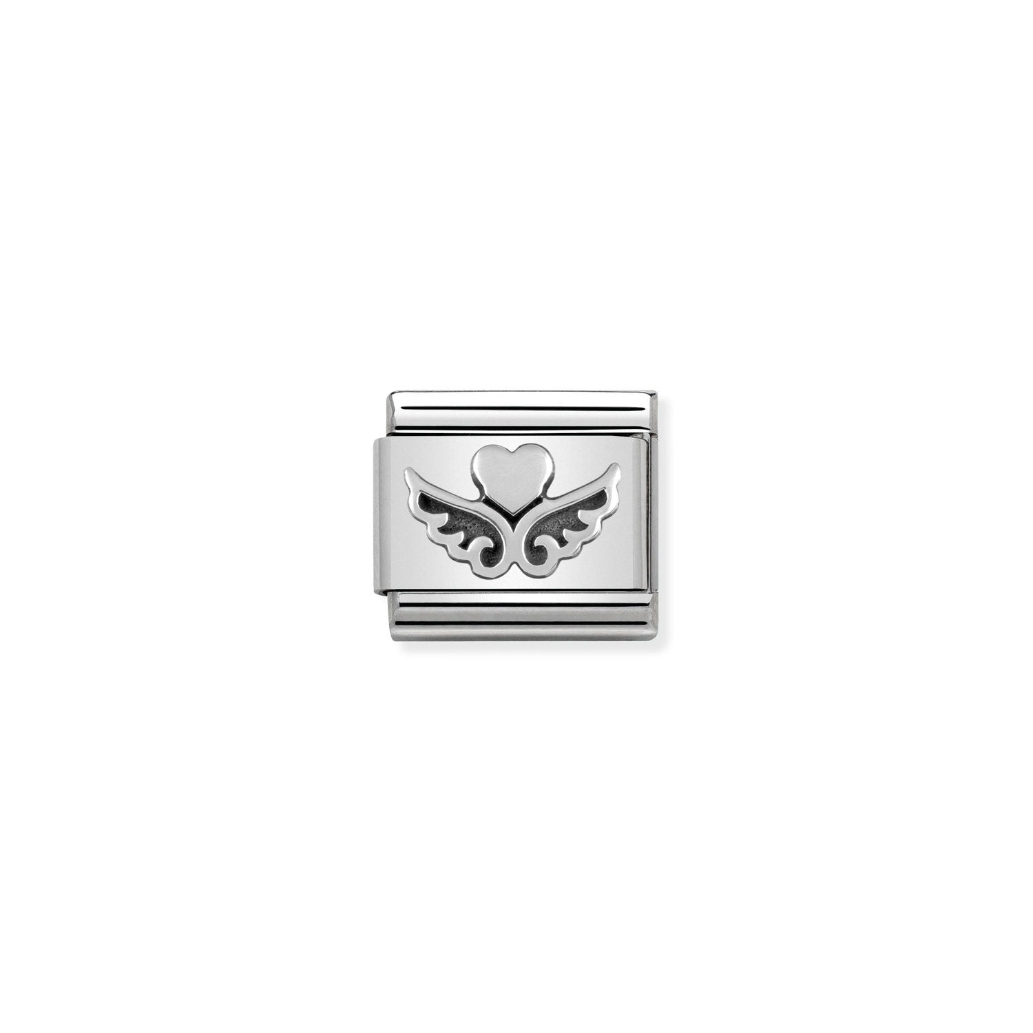 Nomination Composable Classic Oxidised Heart with Wings Link