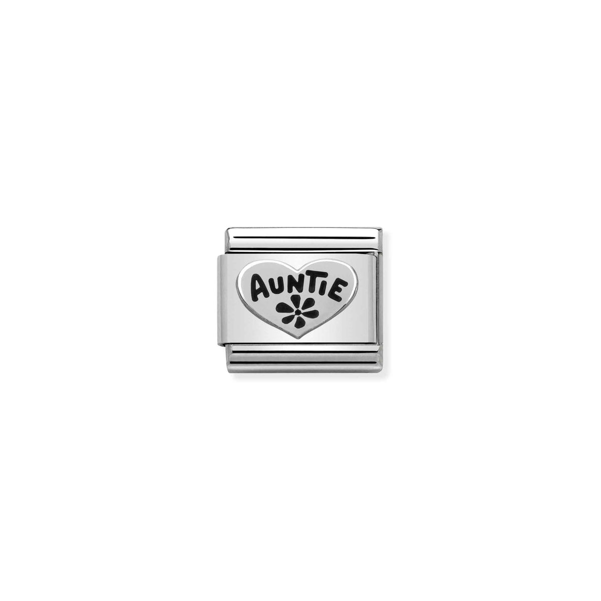 Nomination Composable Classic Auntie Heart Oxidised Charm - Stainless Steel & Sterling Silver