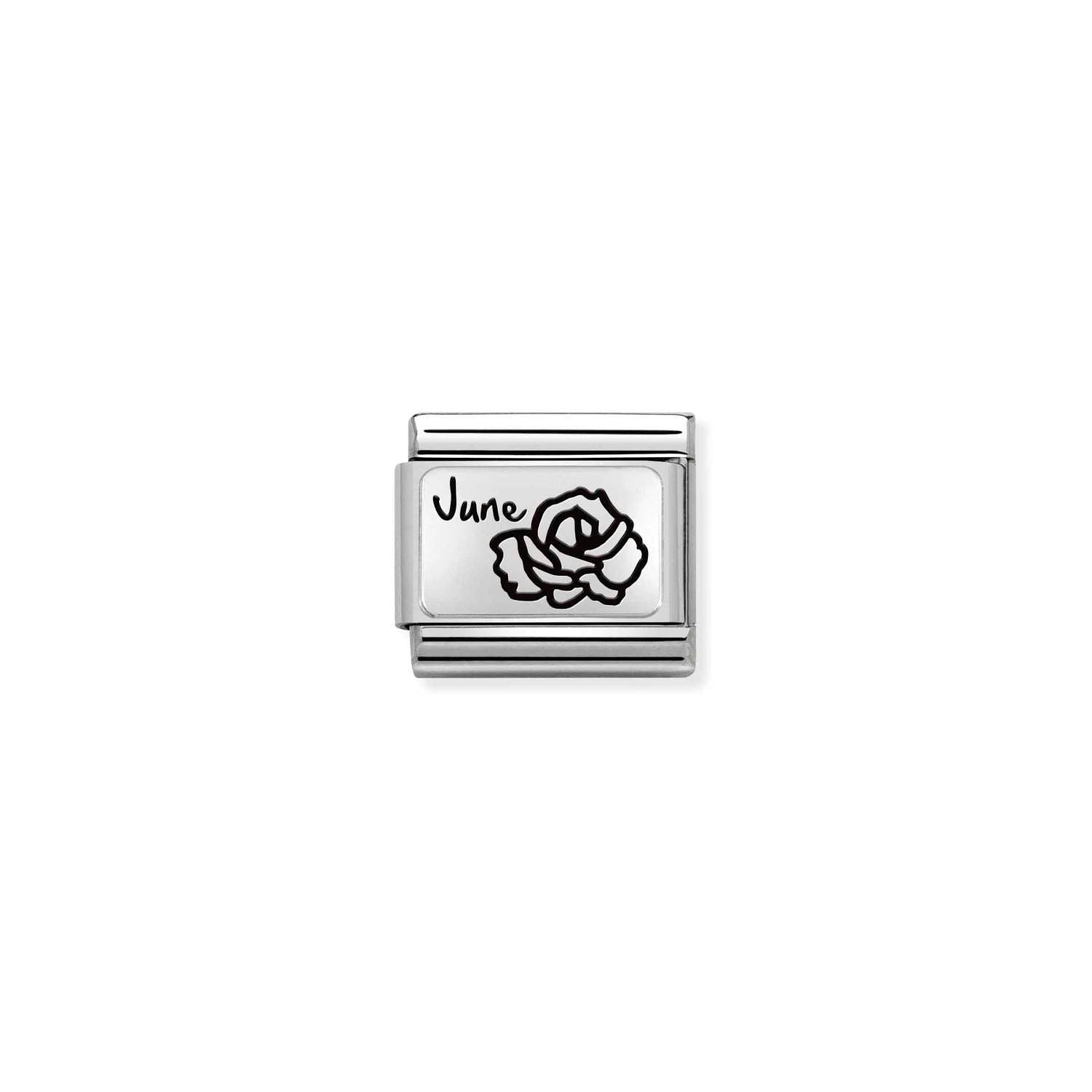 Nomination Composable Classic June Rose Month Flower Charm - Stainless Steel & Sterling Silver