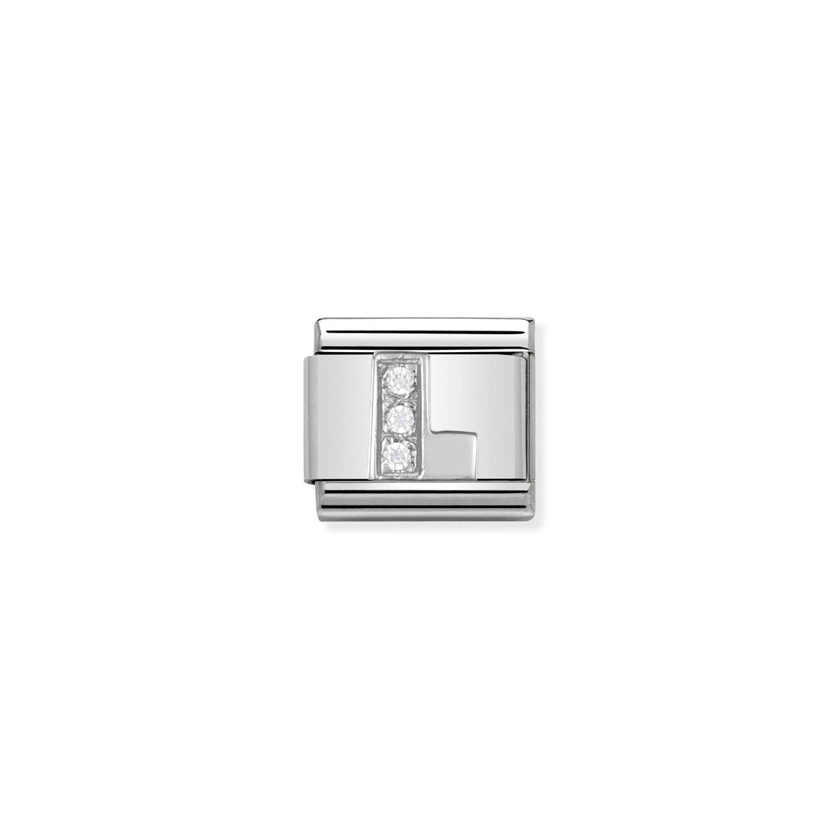 Nomination Composable Classic Letter L Charm - Stainless Steel & Sterling Silver with Cubic Zirconia