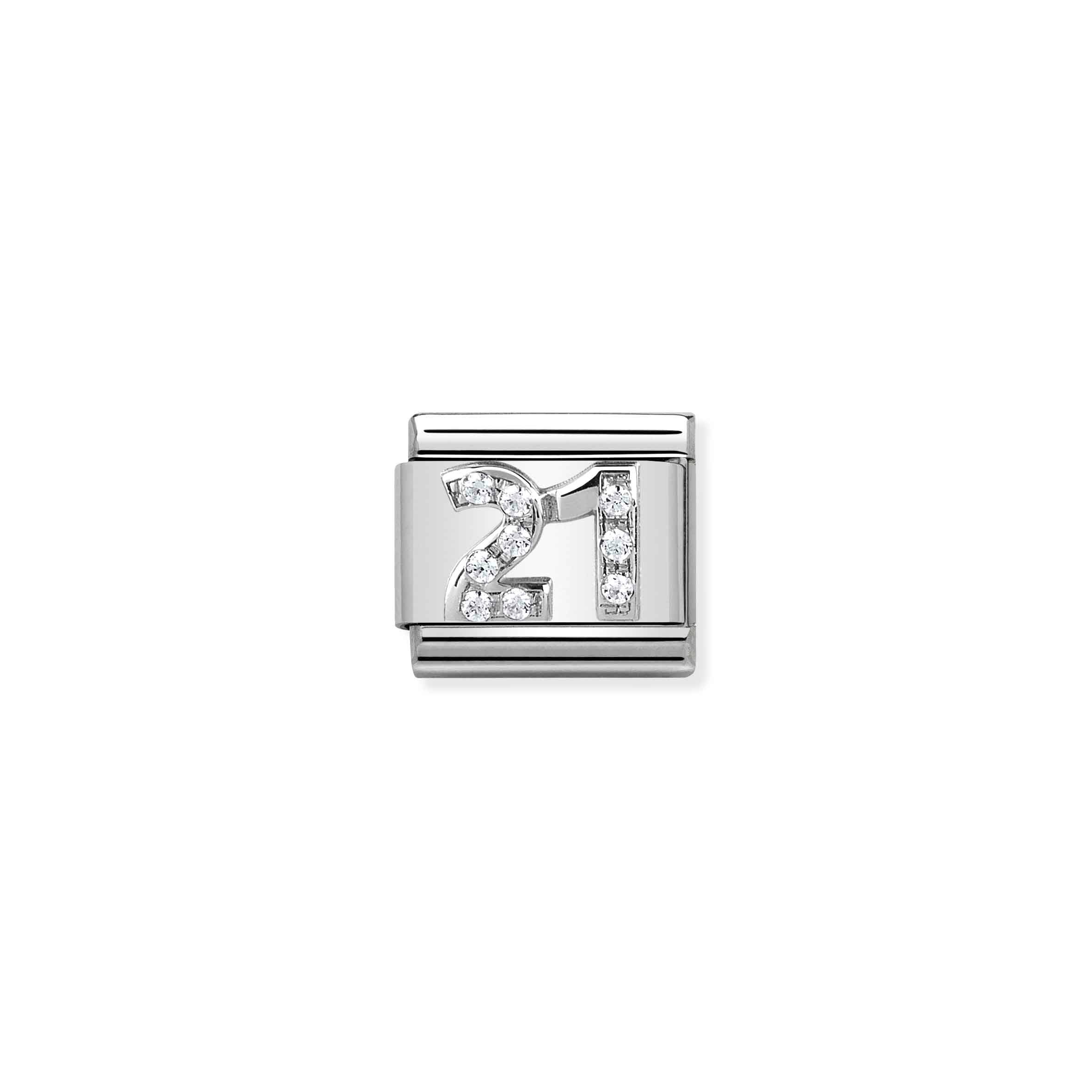 Nomination Composable Classic '21' Cubic Zirconia Stainless Steel & Sterling Silver Charm