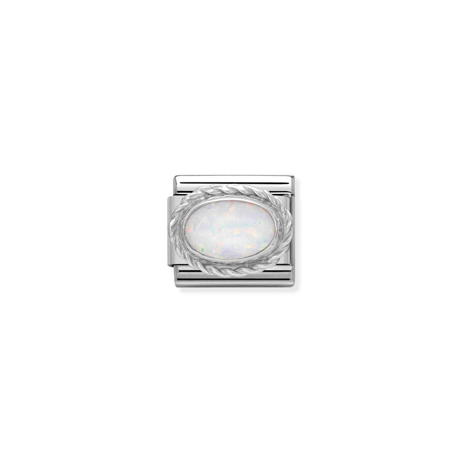 Nomination Composable Classic White Opal Oval Stone Charm - Stainless Steel & Sterling Silver