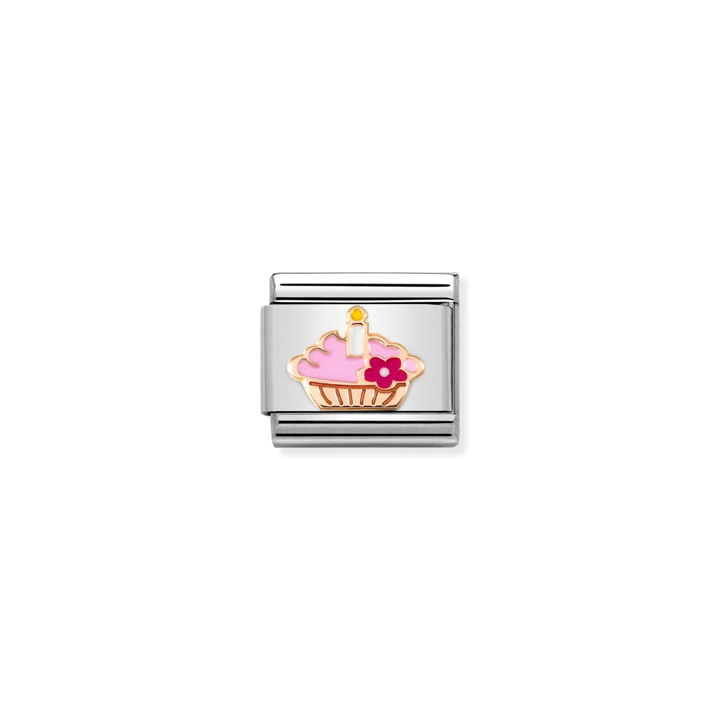 Nomination Composable Classic Pink Cupcake Charm with Candle and Flower
