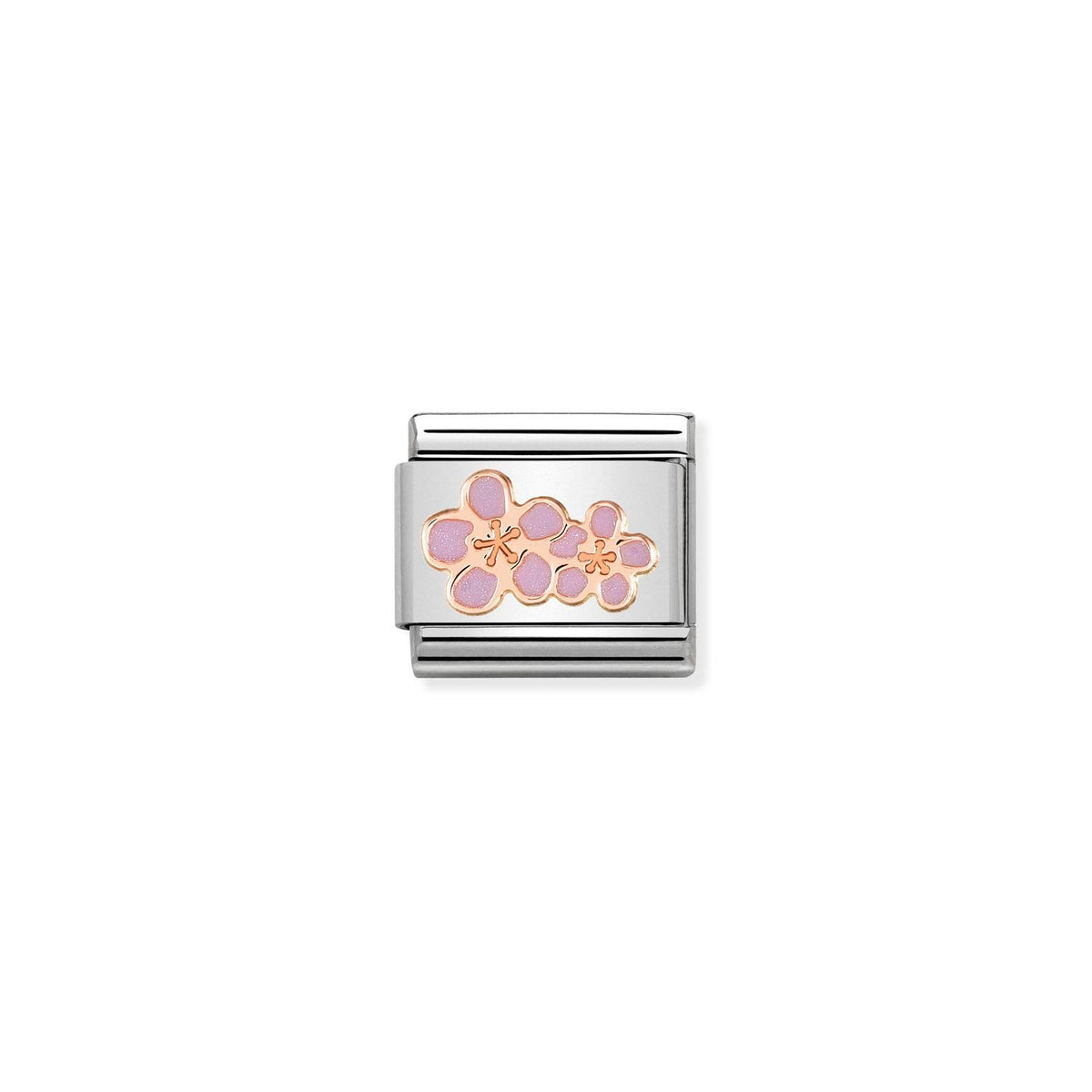 Nomination Peach Flwrs - Stainless Steel / Rose Gold with Enamel