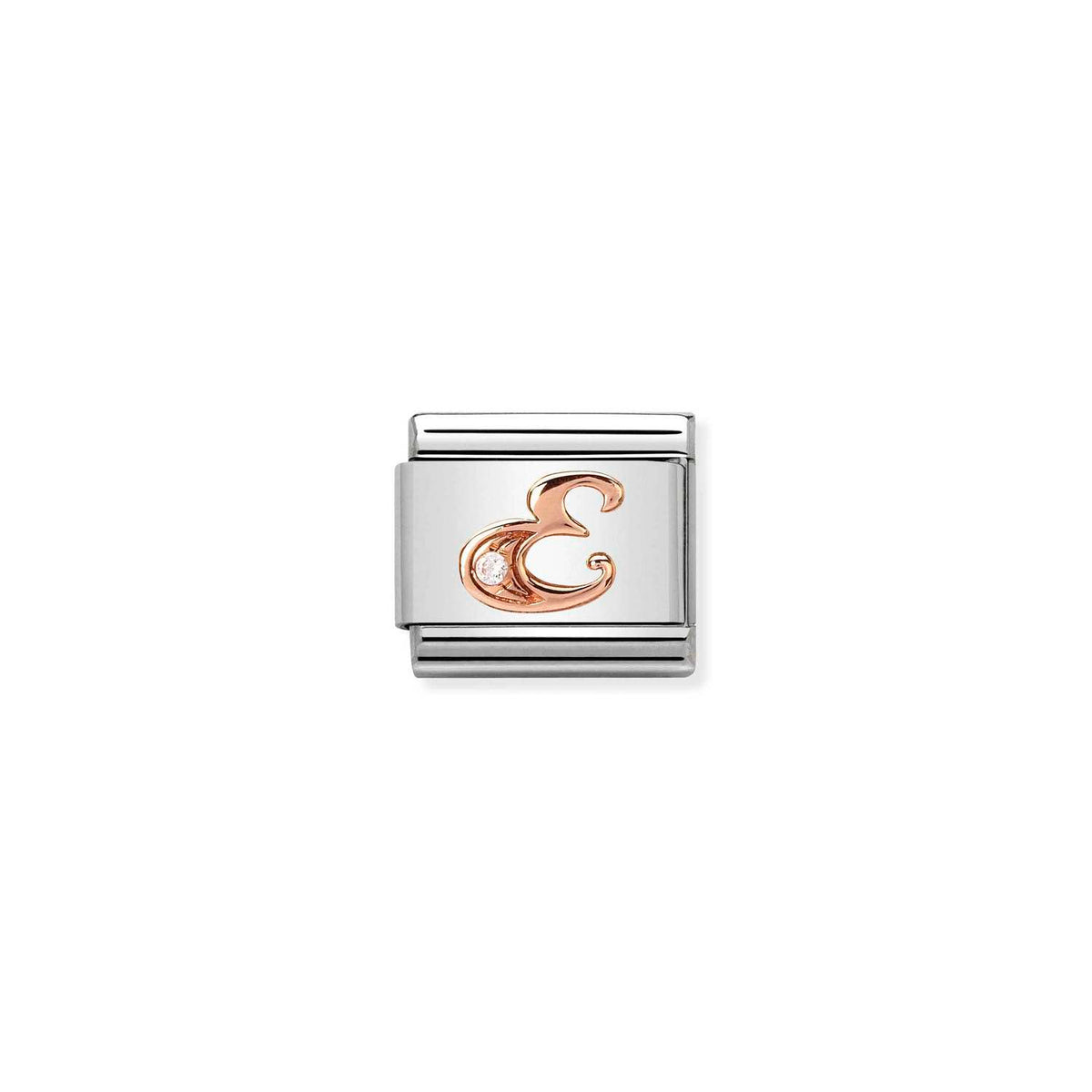 Nomination Letter 'E' - Stainless Steel / Rose Gold/Cubic Zirconia
