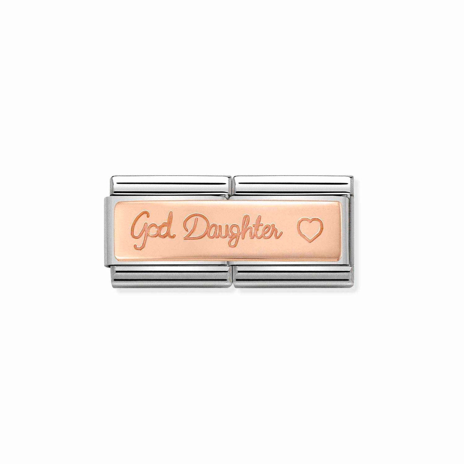 Nomination Composable Classic Engraved God Daughter Heart Charm - Stainless Steel & Rose Gold