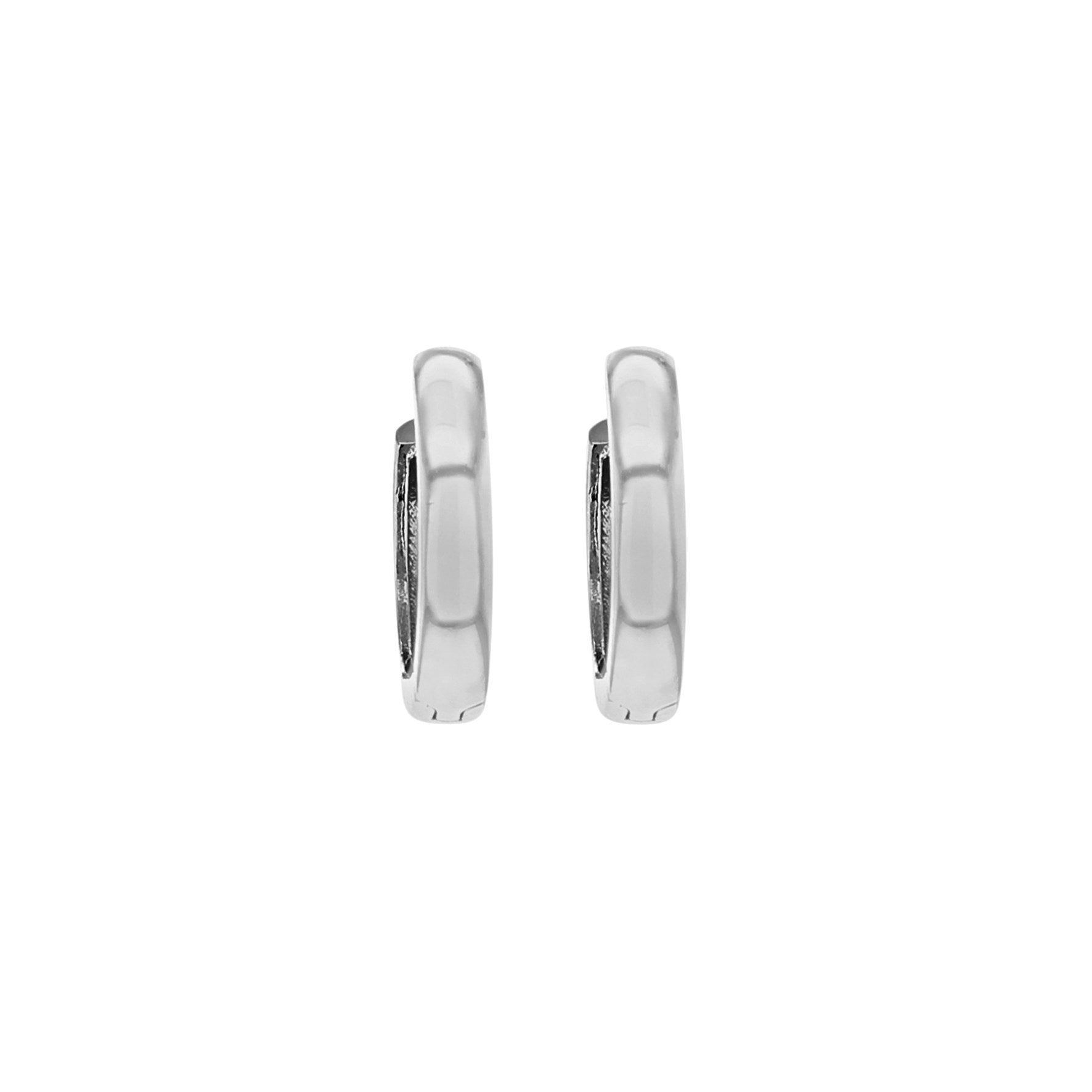 9ct White Gold 11mm Huggie Hoop Creole Earrings