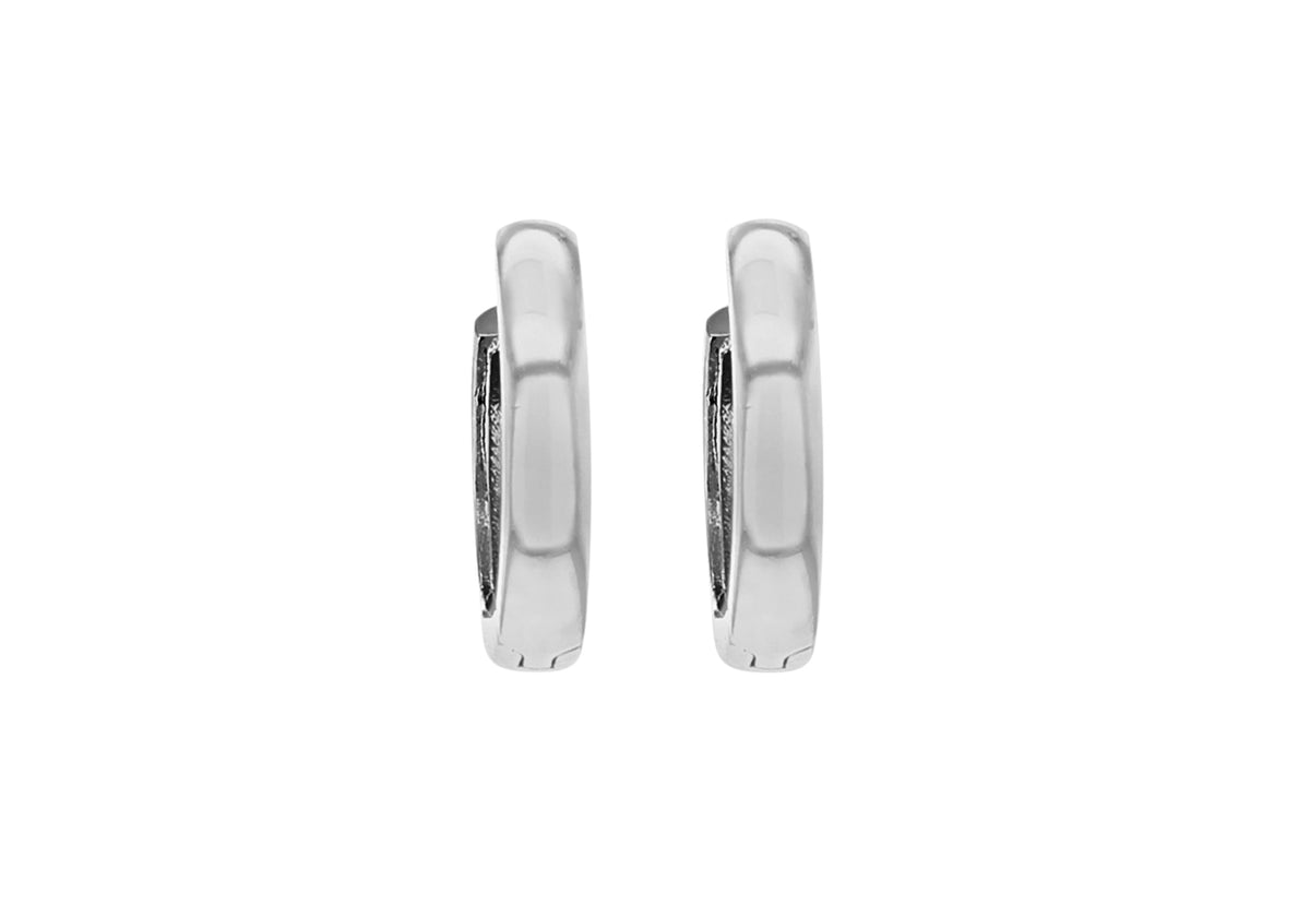 9ct White Gold 11mm Huggie Hoop Creole Earrings