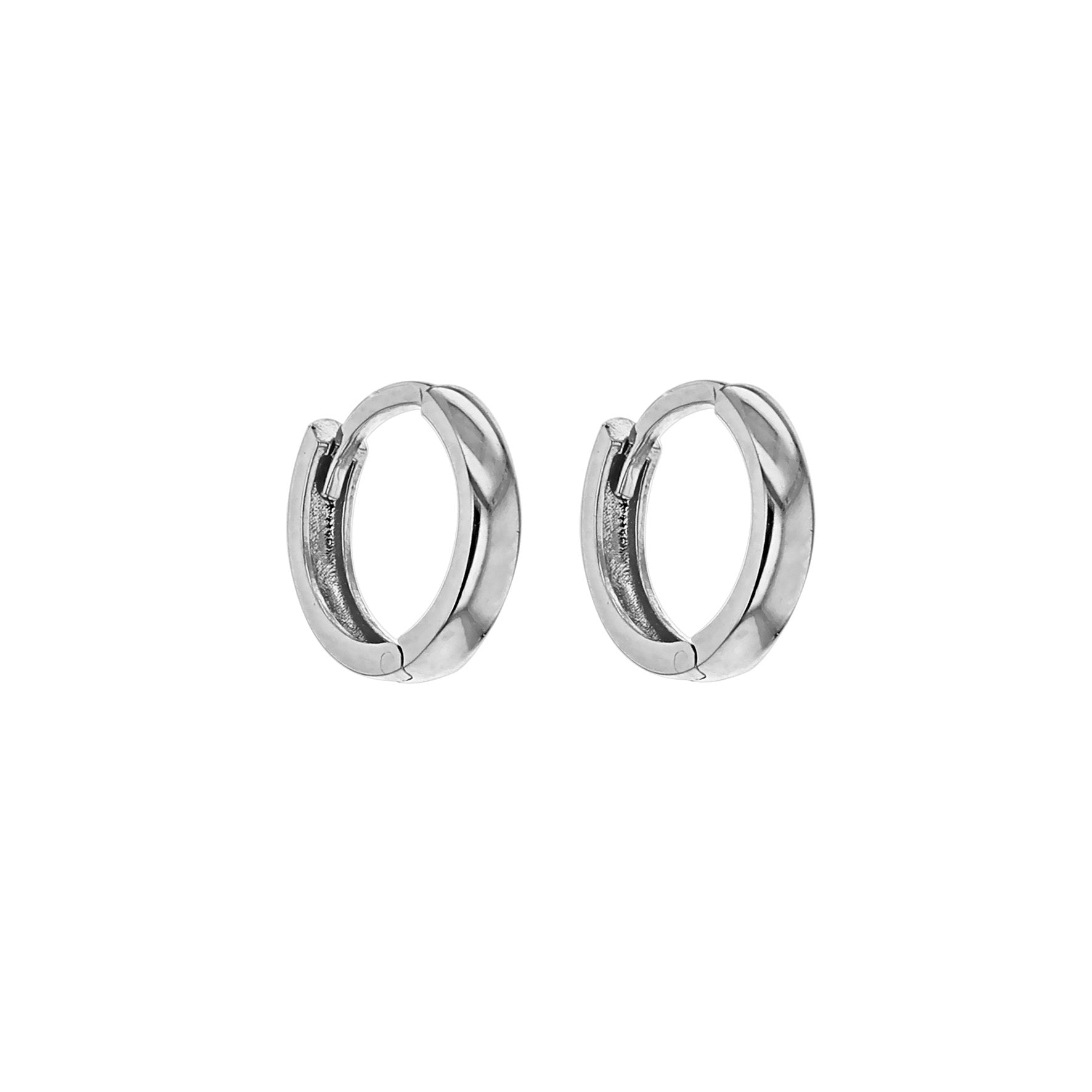 9ct White Gold 11mm Huggie Hoop Creole Earrings