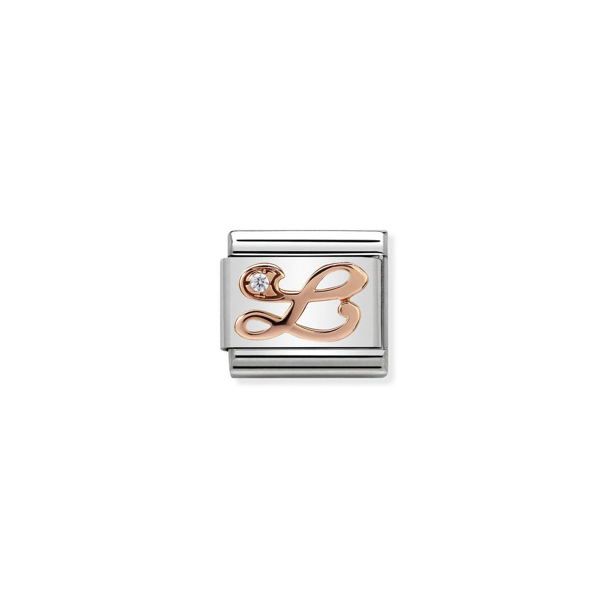 Nomination Letter 'L' - Stainless Steel / Rose Gold/Cubic Zirconia