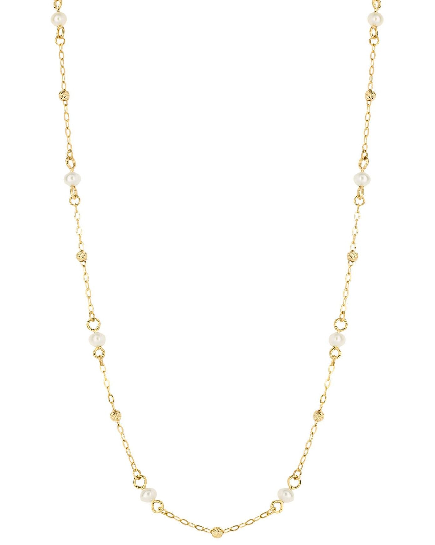 9ct Yellow Gold Fresh Water Pearl Station Necklace