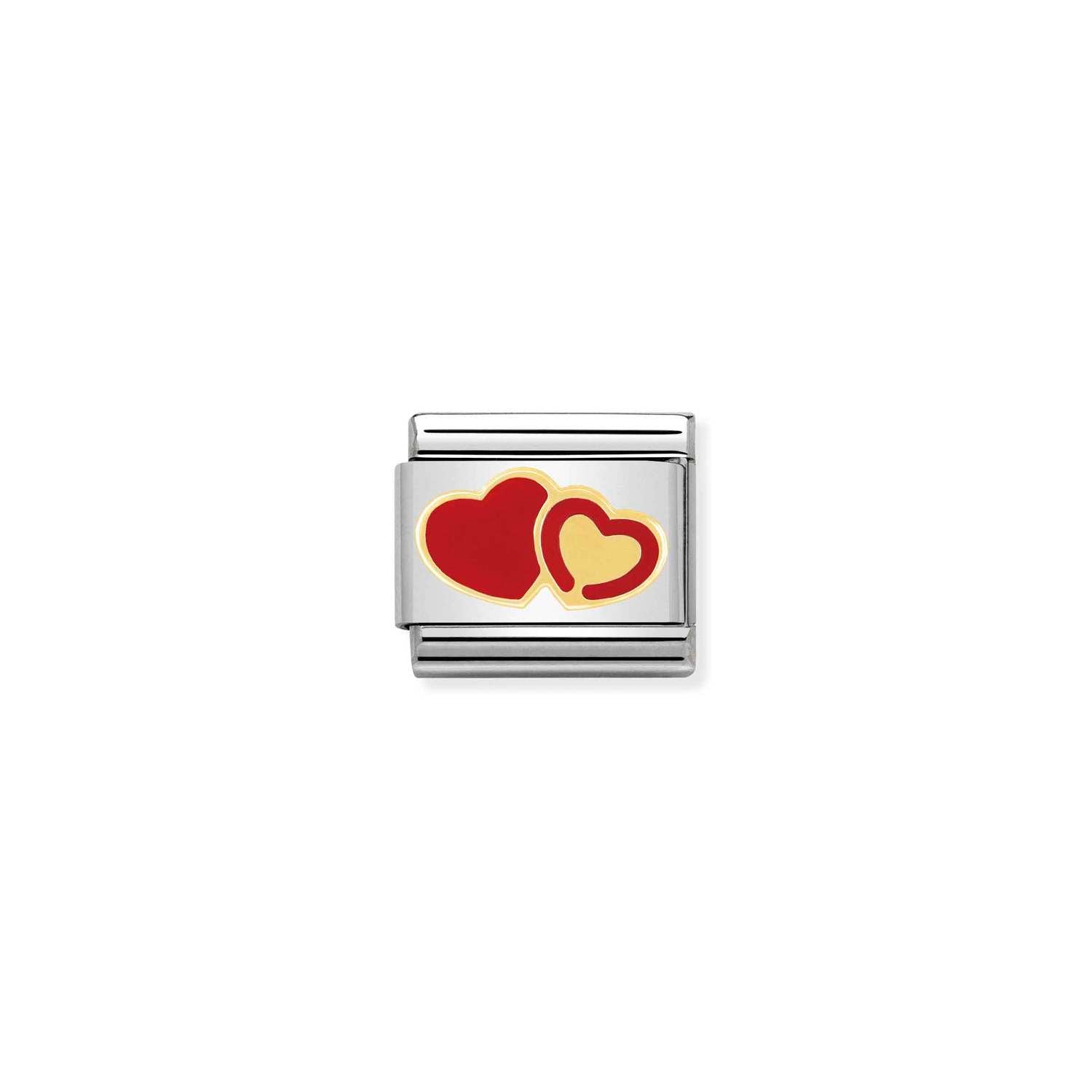 Nomination Composable Classic 'Love' Double Hearts Charm Link