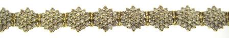 Vintage 18ct Yellow Gold 18 Link Cluster Diamond Bracelet