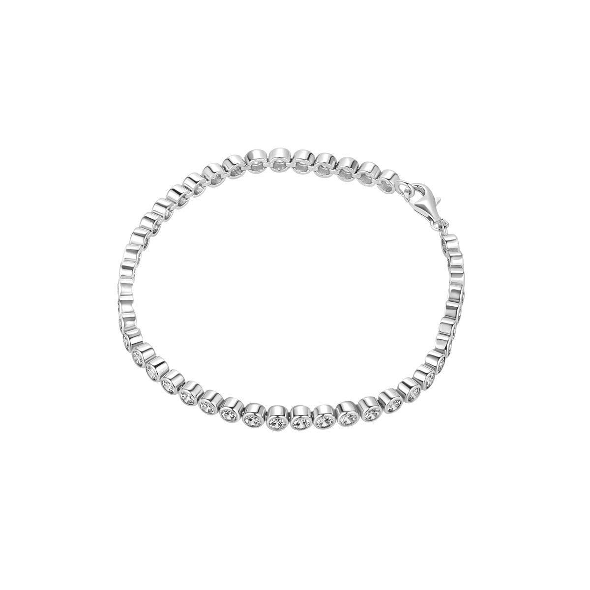 Sterling Silver Cubic Zirconia Rubover 3mm Tennis Bracelet 18.5cm
