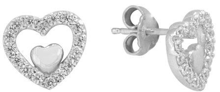 Sterling Silver CZ Heart Stud Earrings