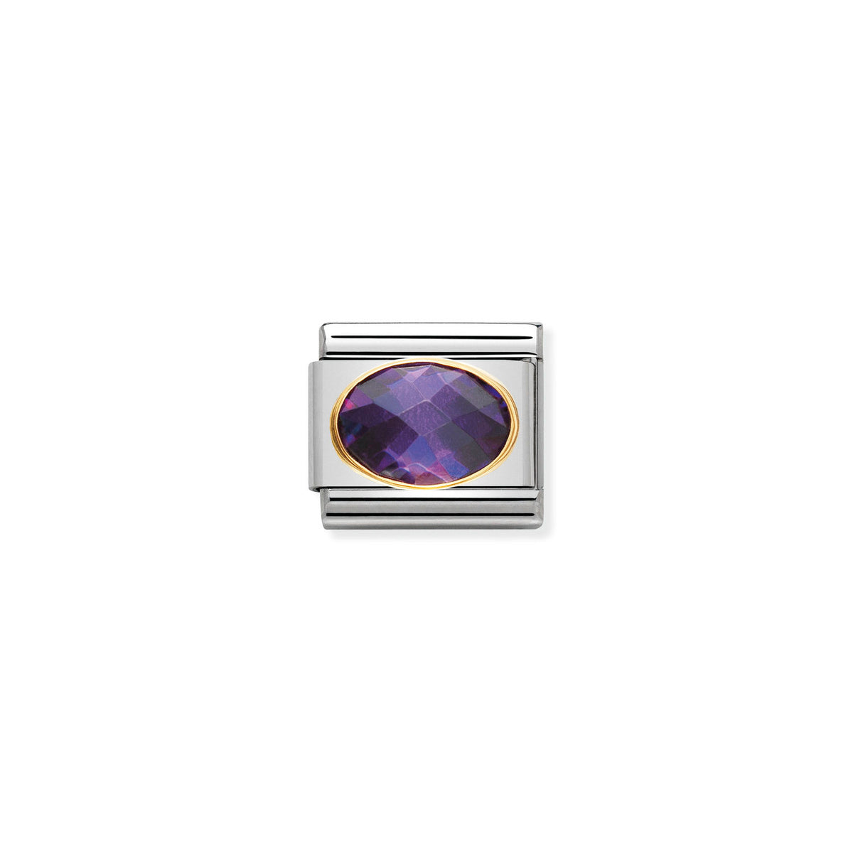Nomination Faceted Purple OV Cubic Zirconia - Stainless Steel / Yellow Gold