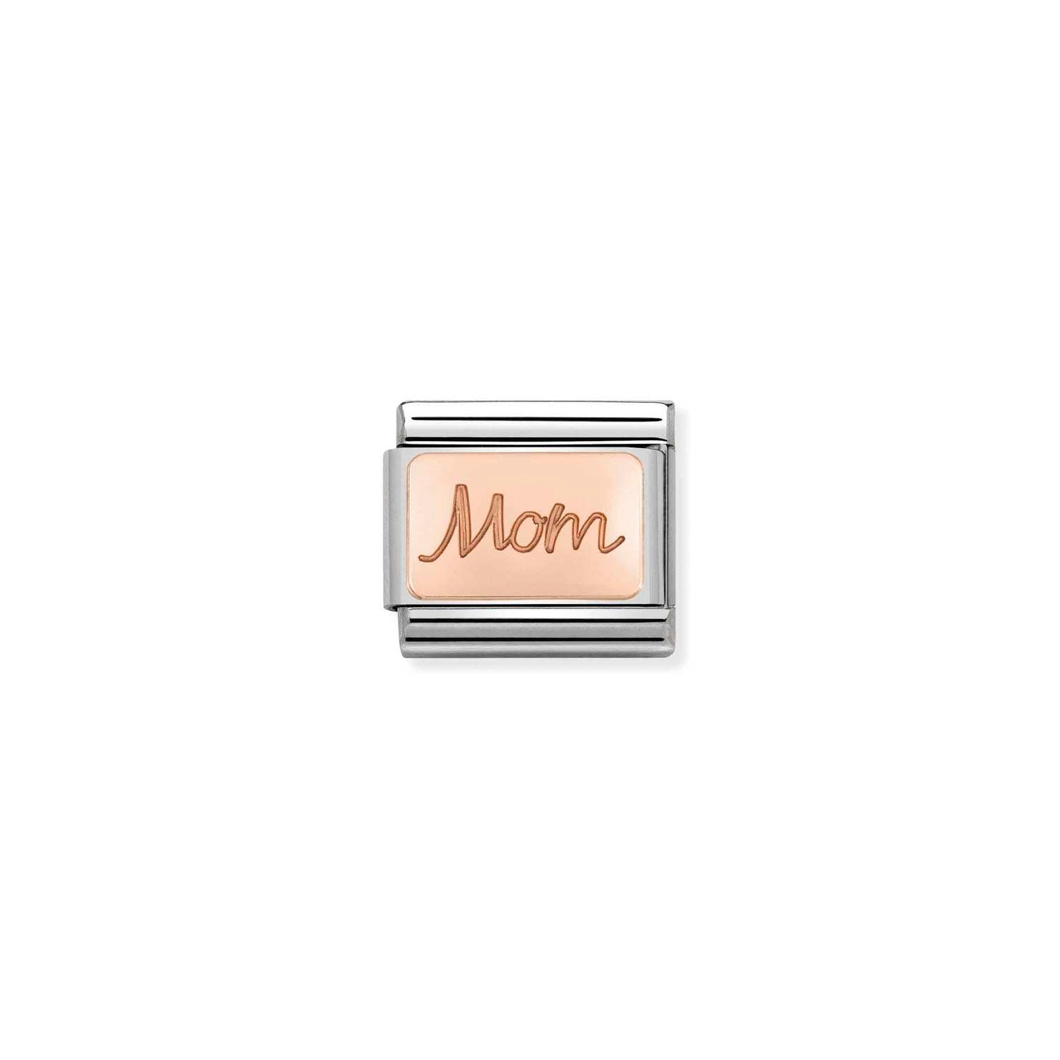 Nomination Composable Classic Engraved Mom Plate Charm - Stainless Steel & Rose Gold