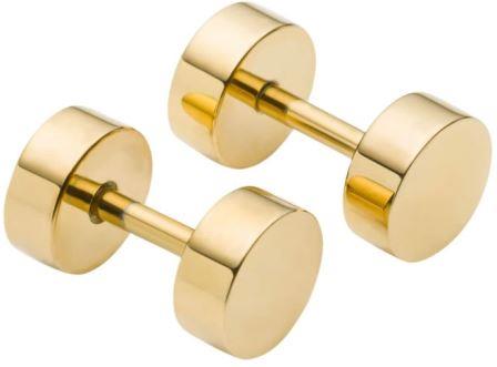 Yellow Gold Plated Stainless Steel Plain Round Earrings