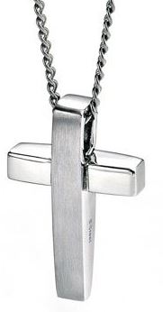 Fred Bennett Men's Stainless Steel Matt and Polished Cross Pendant