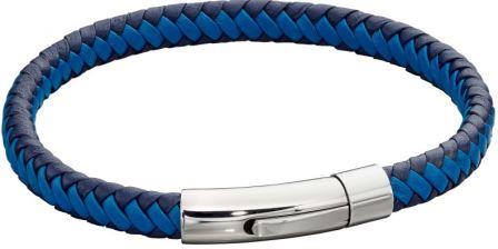 Stainless Steel Blue Leather Bracelet