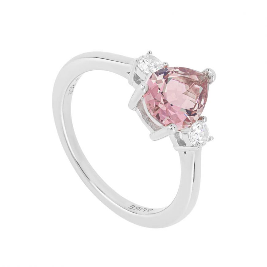 Diamondfire Sterling Silver Pink Teardrop CZ Ring