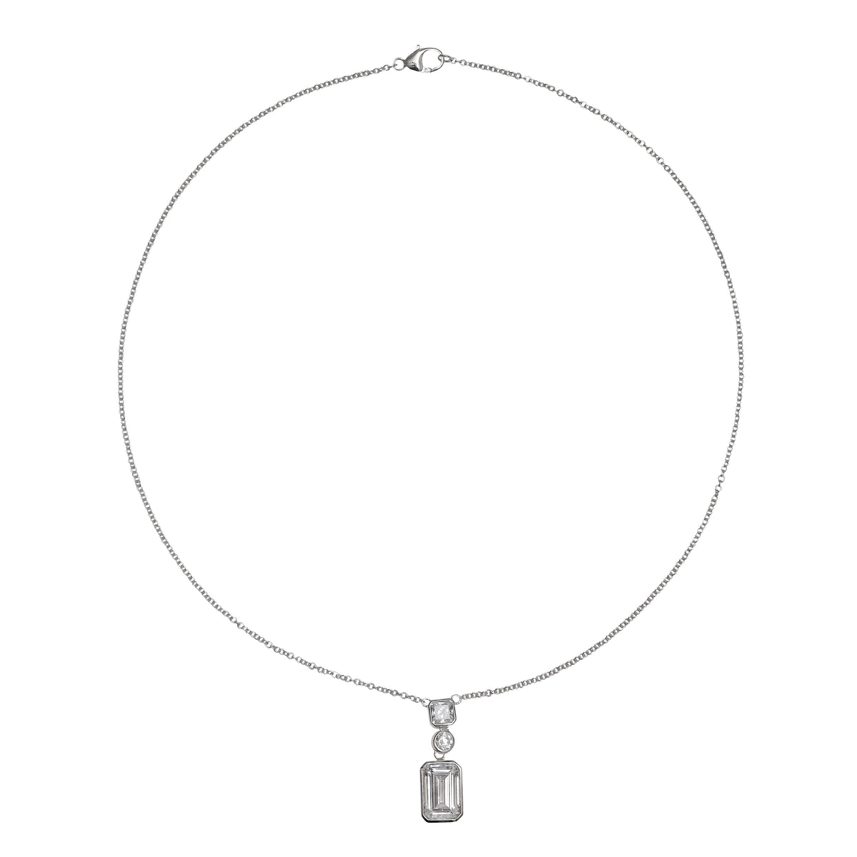 Diamondfire Sterling Silver CZ Drop Necklace