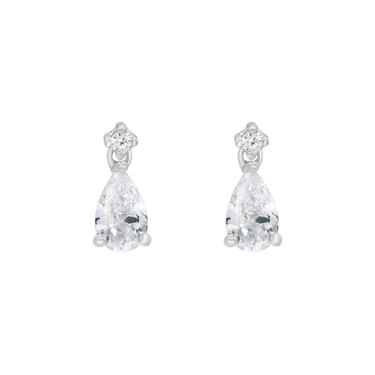 Sterling Silver Pear Cubic Zirconia Drop Earrings