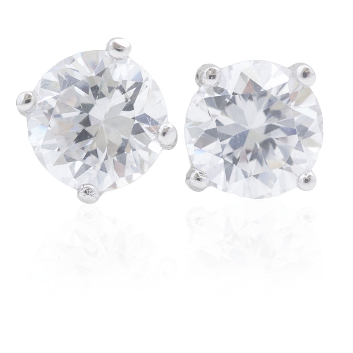Sterling Silver Cubic Zirconia Solitaire Stud Earrings 6mm
