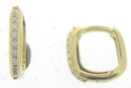 9ct Yellow Gold Rectangular CZ Hoop Earrings