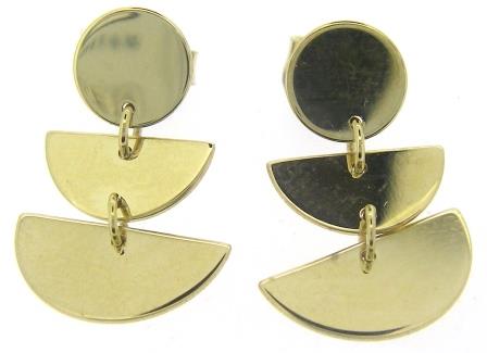9ct Yellow Gold Bar and Open Cushion Drop Earrings