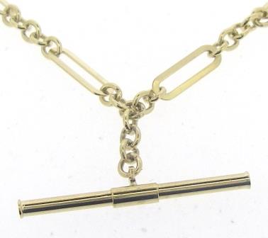 9ct Yellow Gold Oval Link T-Bar Necklace