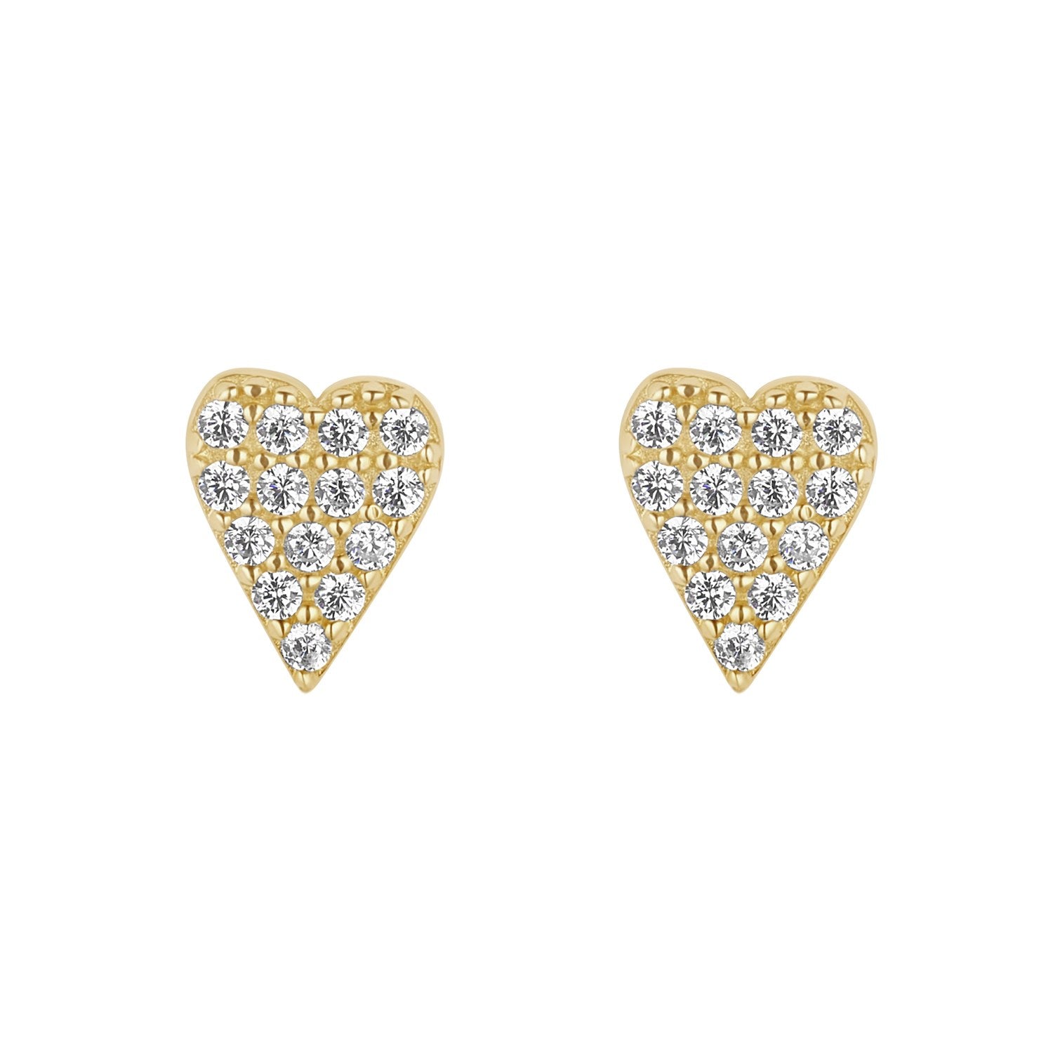 9ct Yellow Gold Cubic Zirconia Heart Stud Earrings